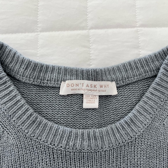 DON’T ASK WHY Baby Blue Long Sleeve Crew Neck Sweater OS(skews XS) Made in Italy - Picture 3 of 4